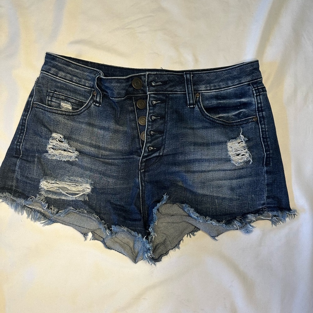 Refuge High Rise Dark Wash Jean Shorts